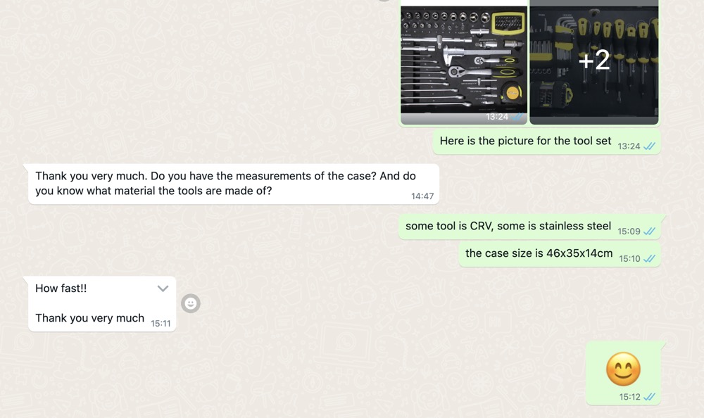 Buyer message screenshot from An online retailer in Western Europe