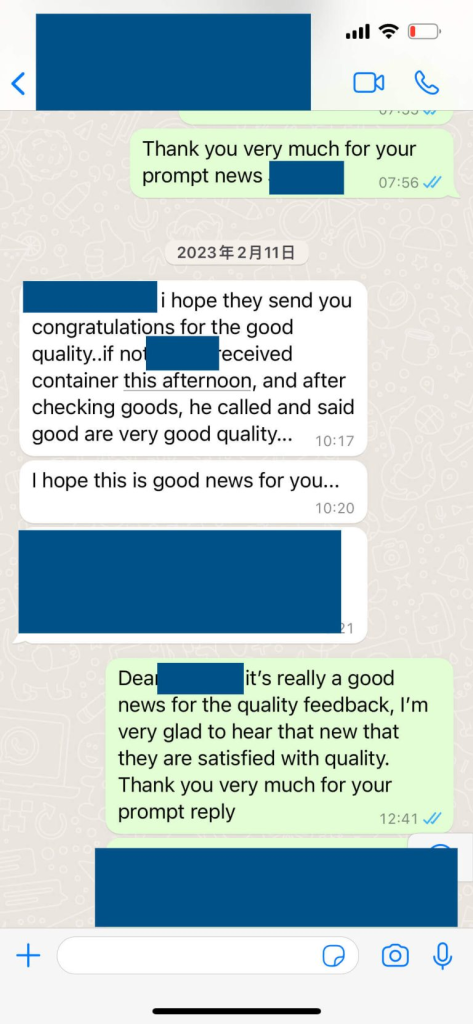 Buyer message screenshot from A local-store buyer in America