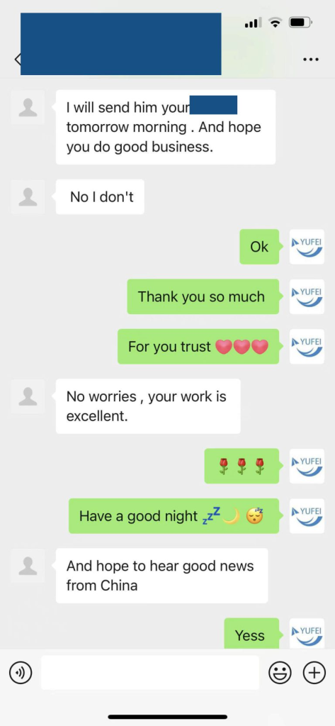 Buyer message screenshot from A local-store buyer in South America